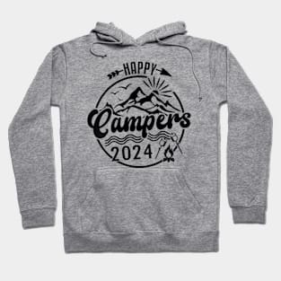 Womens Happy Campers 2024 Friends camping Adventures in Outdoors Hoodie